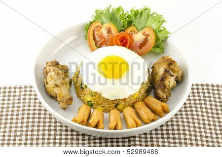 American Fried Rice Isolated On White