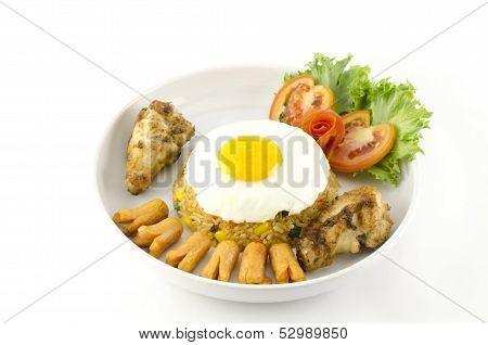 American Fried Rice Isolated On White