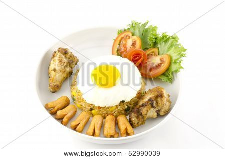 American Fried Rice Isolated On White