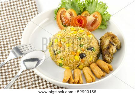American Fried Rice Isolated On White