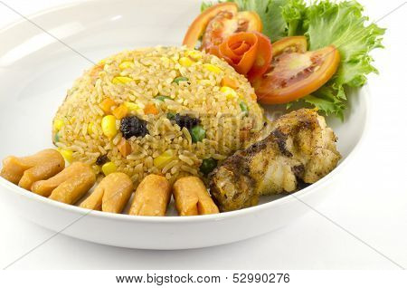 American Fried Rice Isolated On White