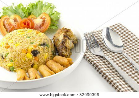 American Fried Rice Isolated On White
