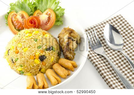 American Fried Rice Isolated On White