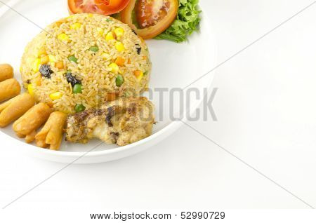 American Fried Rice Isolated On White