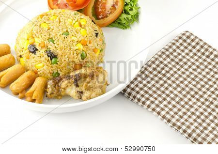 American Fried Rice Isolated On White