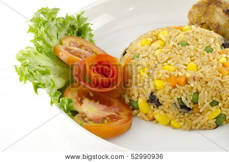 American Fried Rice Isolated On White
