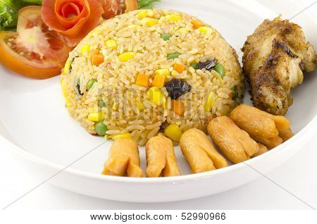 American Fried Rice Isolated On White