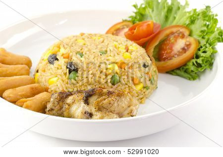 American Fried Rice Isolated On White