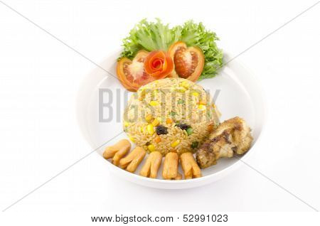American Fried Rice Isolated On White