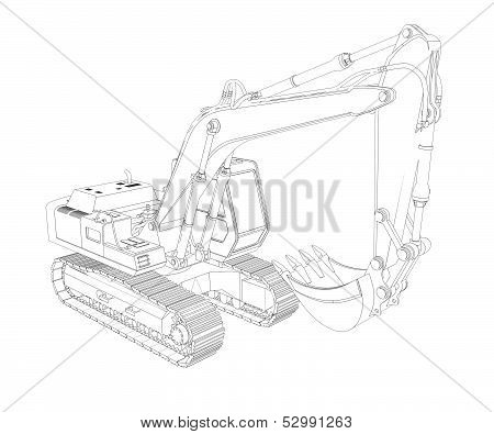 Excavator. Wire frame