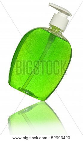 Plastic Bottle with green liquid soap