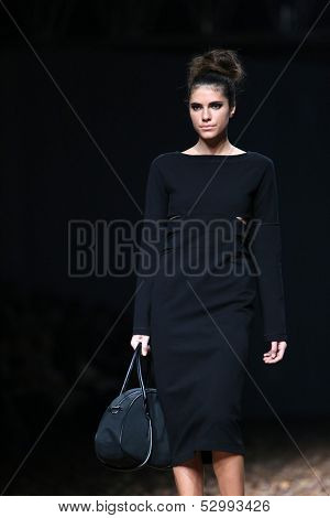 ZAGREB, CROATIA - OCTOBER 25: Fashion model wearing clothes designed by Etna Maar on the Cro a Porter show on October 25, 2013 in Zagreb, Croatia.