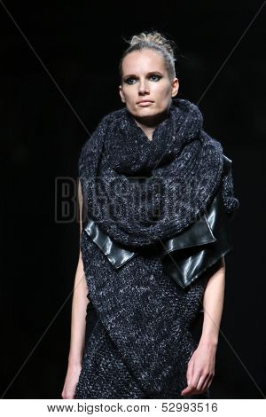 ZAGREB, CROATIA - OCTOBER 25: Fashion model wearing clothes designed by Etna Maar on the Cro a Porter show on October 25, 2013 in Zagreb, Croatia.