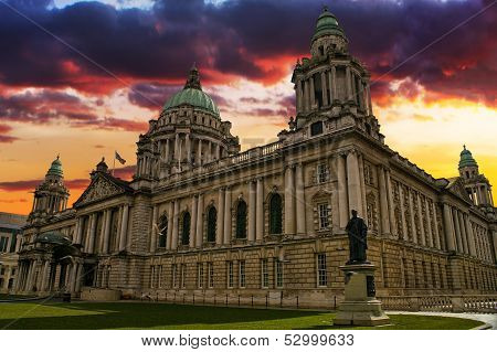 Sunset Image Of City Hall, Belfast Northern Ireland