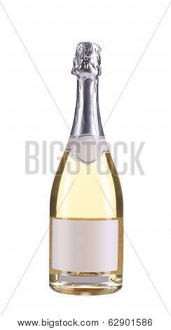 Botlle of pink champagne.