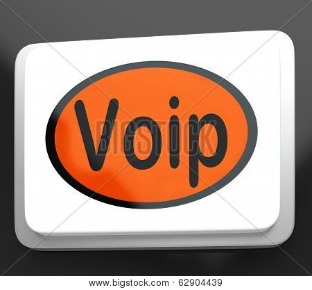 Voip Button Means Voice Over Internet Protocol Or Broadband Telephony