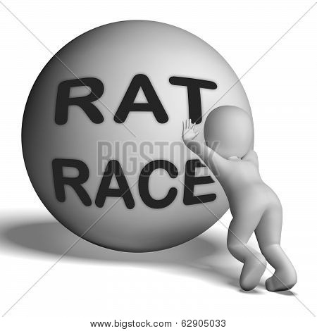 Rat Race Uphill Character Shows Hectic Work Competition