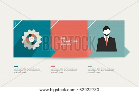 Step tutorial template for infographic. Minimalistic flat three steps numbered banner.