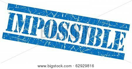 Impossible Blue Square Grunge Textured Stamp Isolated On White