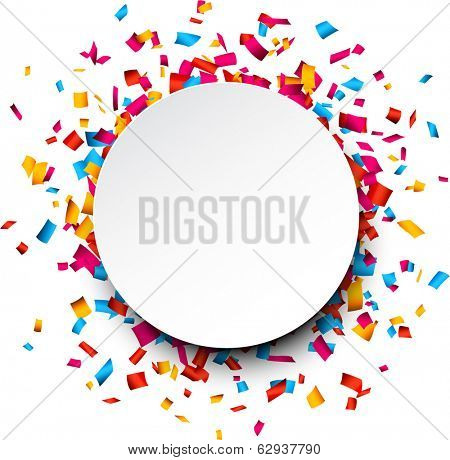 Colorful celebration background with confetti. Vector Illustration.