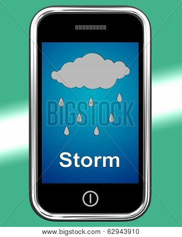 Showers On Phone Means Rain Rainy Weather