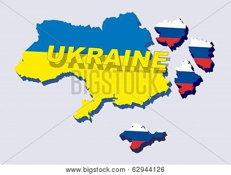 Separate Ukraine, spring events in 2014. Vector Illustration.