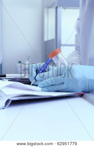 Laboratory Technician Write Test Results From Lab