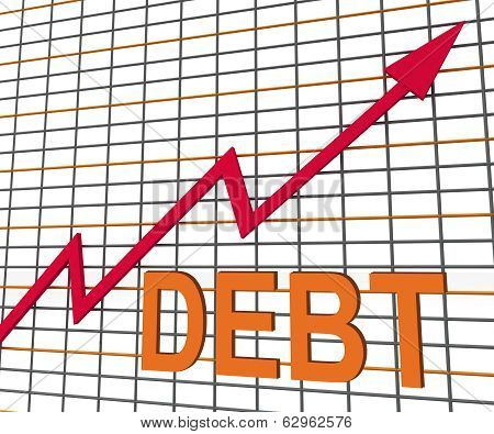 Debt Graph Chart Shows Increase Financial Indebted