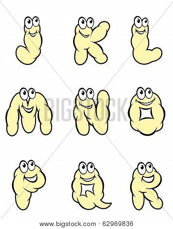 Set Of Cartoon Letters From J To R