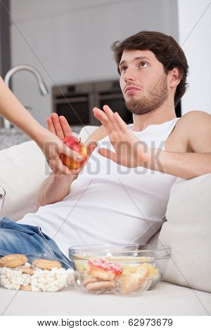 Couch Potato Preferring Junk Food