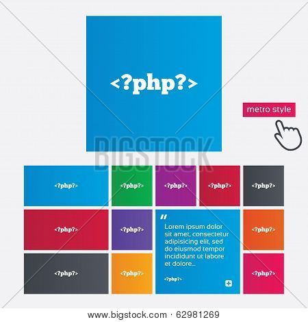 PHP sign icon. Programming language symbol.