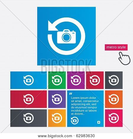 Front photo camera sign icon. Change symbol.
