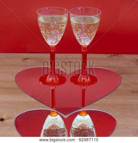 Champagne Glasses In Heart