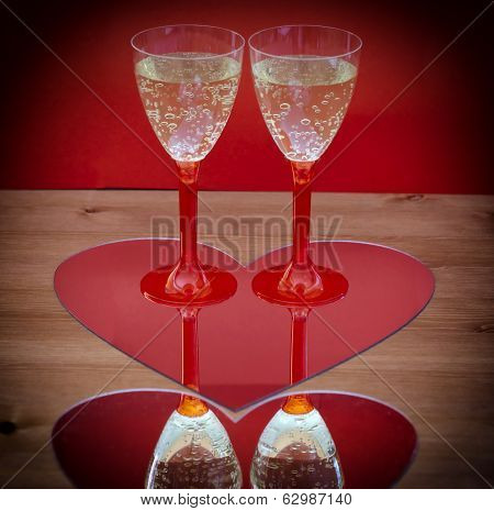 Valentine Champagne Glasses In Heart
