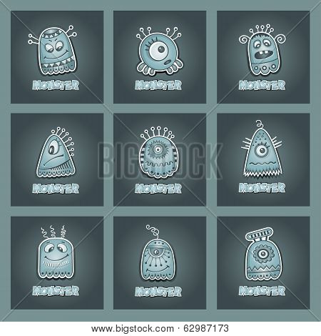 Vector cartoon aliens and monsters set