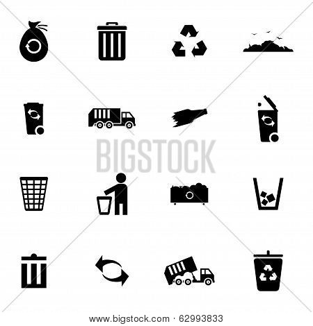 Vector black  garbage icons set