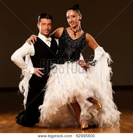 Professional Ballroom Dance Couple Preform An Exhibition Dance