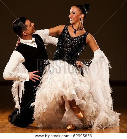 Professional Ballroom Dance Couple Preform An Exhibition Dance