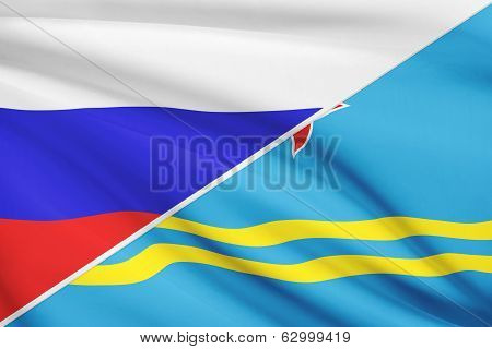 Series Of Ruffled Flags. Russia And Aruba.