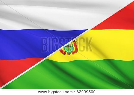 Series Of Ruffled Flags. Russia And Bolivia.