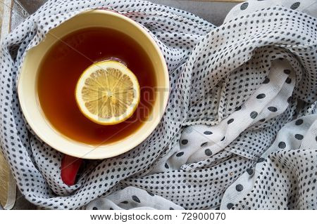 Cup Of Hot Tea In The Cold Time