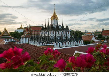 Wat Ratchanaddaram And Loha Prasat Metal Palace In Bangkok ,thailand