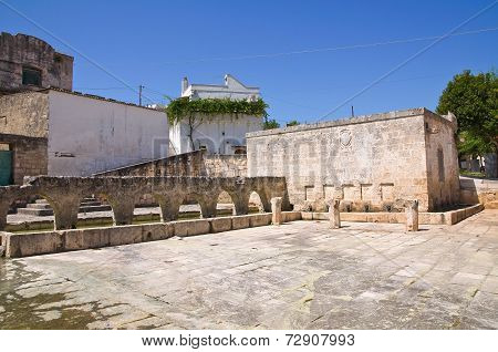 Medieval fountain. Laterza. Puglia. Italy.