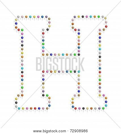 Letter H With Pushpin