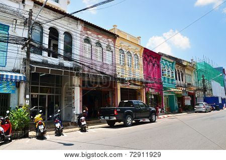 Phuket, Thailand - April 15, 2014: Old Building Chino Portuguese Style In Phuket