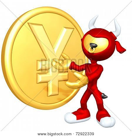 Mini Gold Guy Bull With Gold Coin