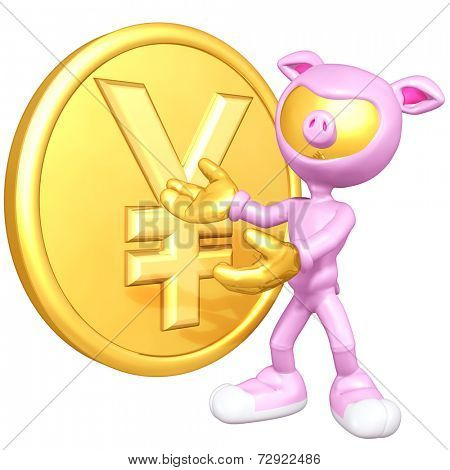 Mini Gold Guy Pig With Gold Coin