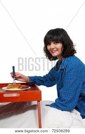 Woman Breakfast In Bed