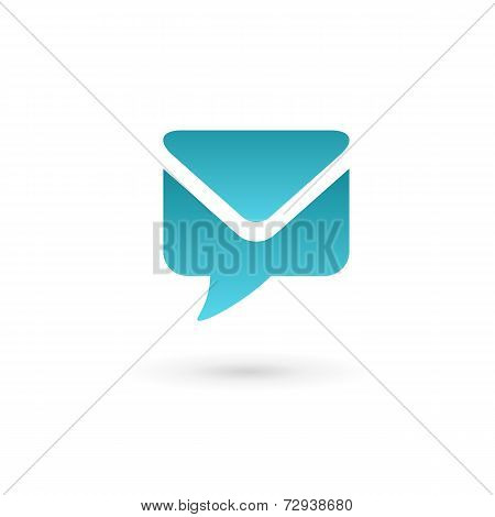 E-mail Envelope Speech Bubble Logo Icon. Vector Color Sign.