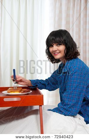 Woman Breakfast In Bed